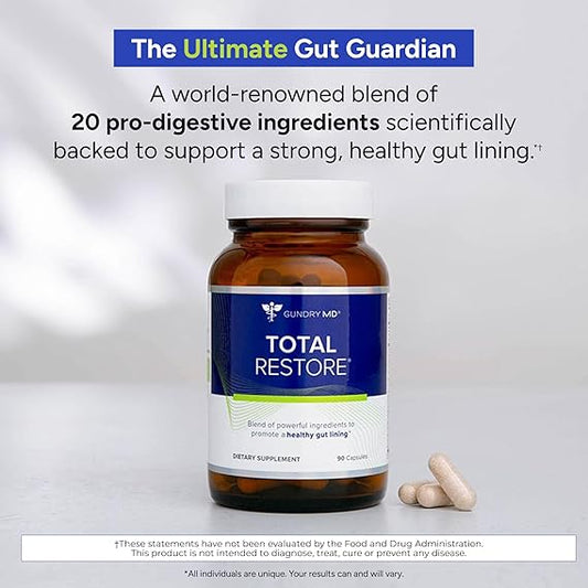 Gundry MD Total Restore – Advanced Gut Lining Support for Digestive & Immune Wellness (90 Capsules)