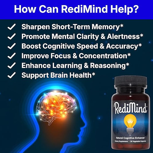 RediMind – Natural Cognitive Enhancement Supplement for Memory, Focus & Mental Clarity
