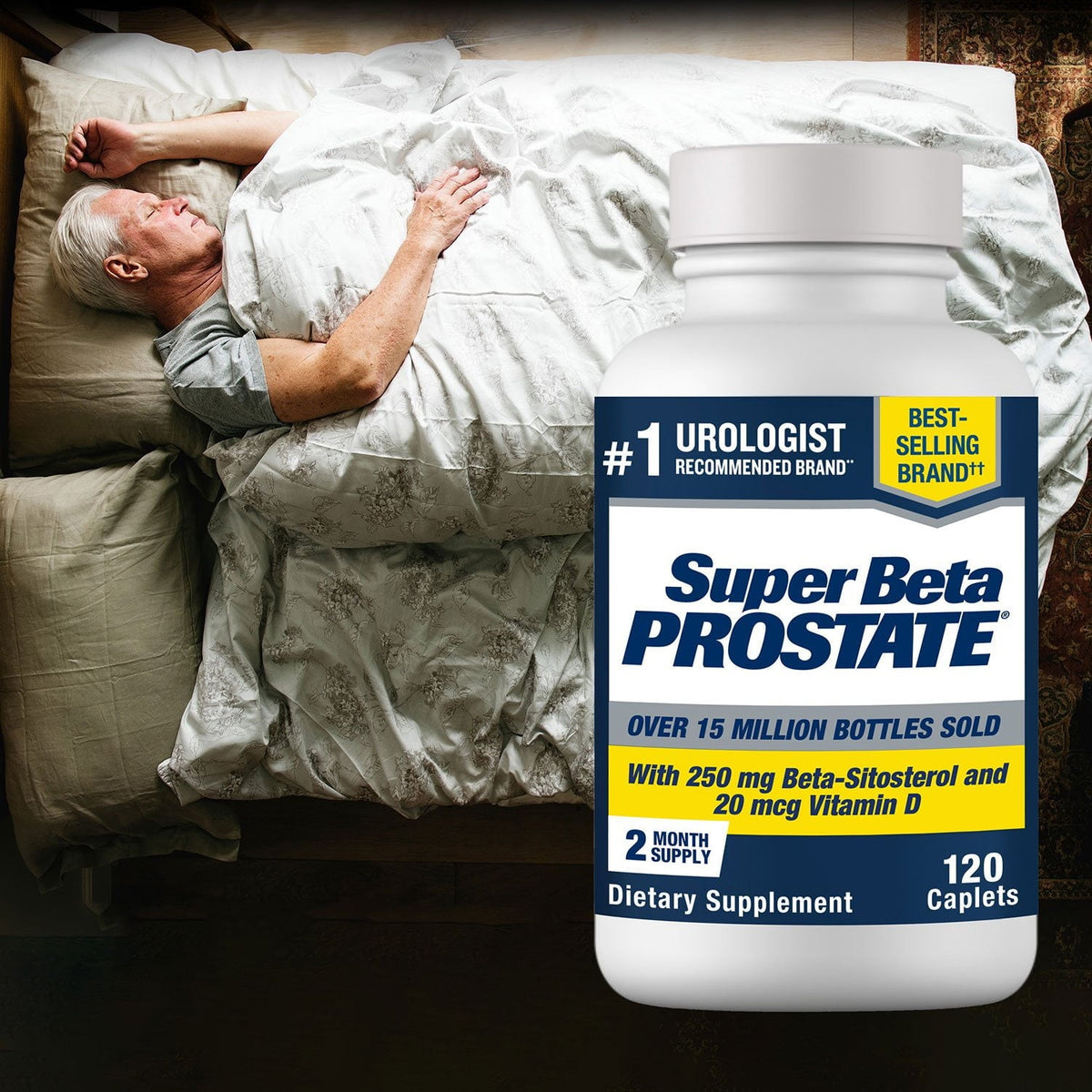 Super Beta Prostate Male Supplement with 250 mg Beta-Sitosterol Caplets – 120 Count