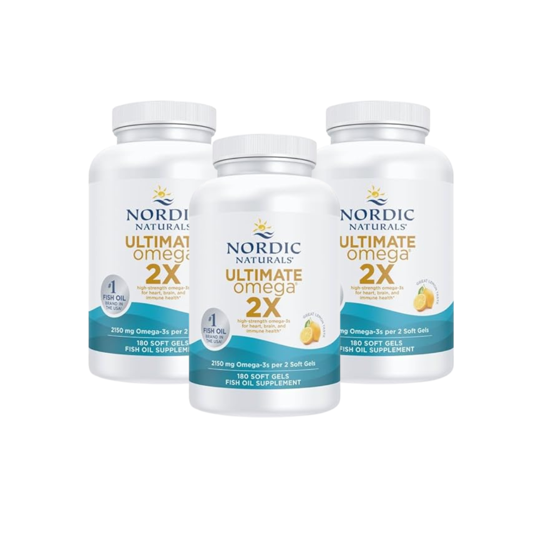 Nordic Naturals Ultimate Omega 2X, Lemon Flavor - 180 Soft Gels - 2150 mg Omega-3 - High-Potency Fish Oil with EPA & DHA - Promotes Brain & Heart Health - Non-GMO - 90 Servings