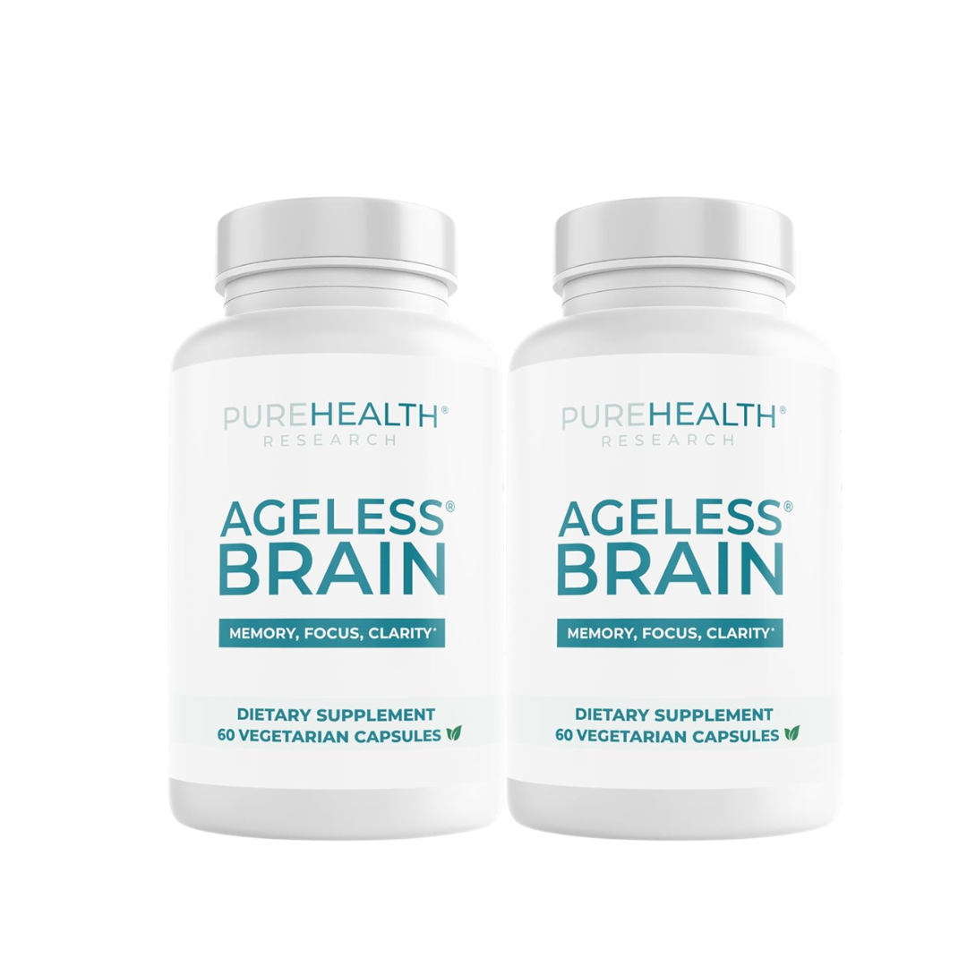 PUREHEALTH RESEARCH Ageless Brain Supplements for Memory and Focus (60 Capsules)