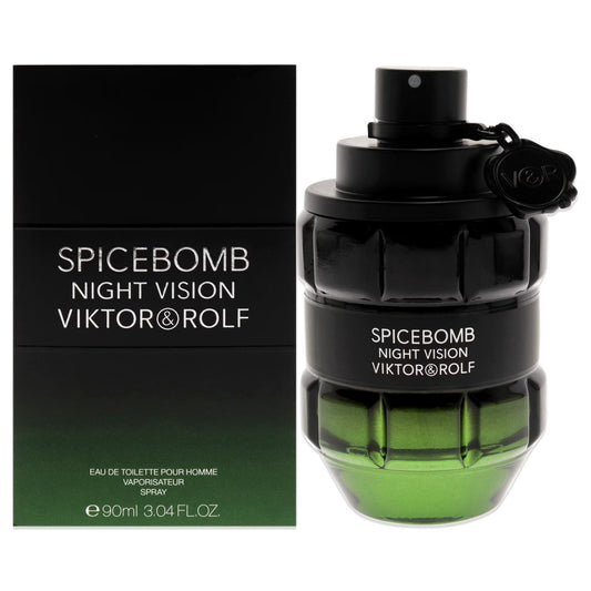 Viktor & Rolf Spicebomb Night Vision perfume bottle and packaging on a white background