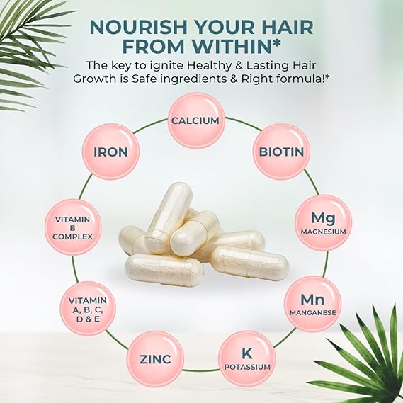 VITAL NUTRITIVE Vital Hair Complex – Biotin & Vitamin B Support for Healthy Hair, Skin & Nails (Men & Women)