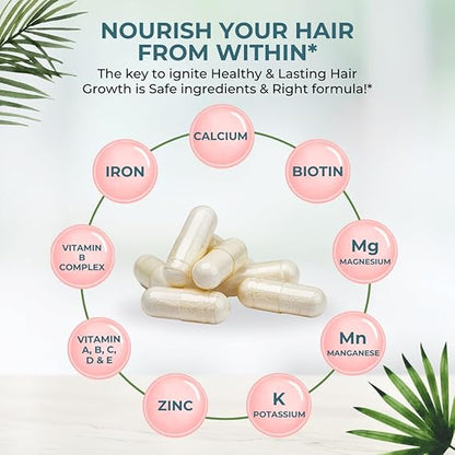 VITAL NUTRITIVE Vital Hair Complex – Biotin & Vitamin B Support for Healthy Hair, Skin & Nails (Men & Women)