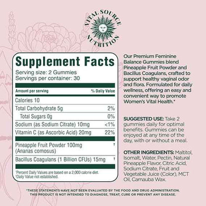 Vital Source Nutrition Premium Feminine Balance Gummies – 60 Gummies