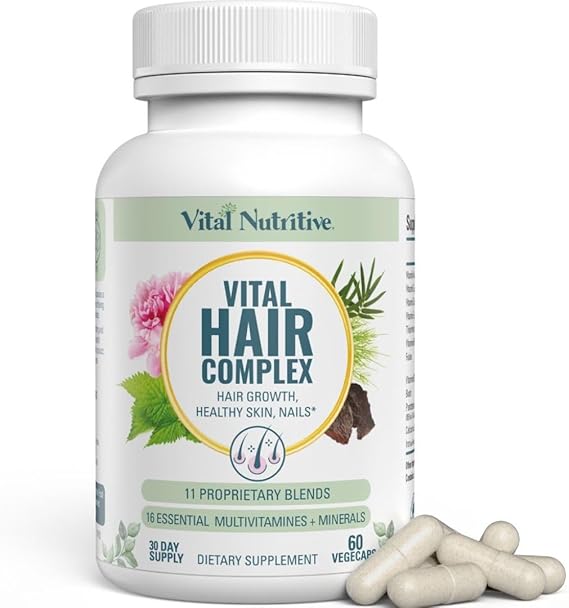 VITAL NUTRITIVE Vital Hair Complex – Biotin & Vitamin B Support for Healthy Hair, Skin & Nails (Men & Women)