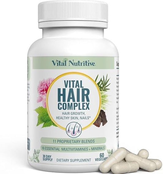 VITAL NUTRITIVE Vital Hair Complex – Biotin & Vitamin B Support for Healthy Hair, Skin & Nails (Men & Women)