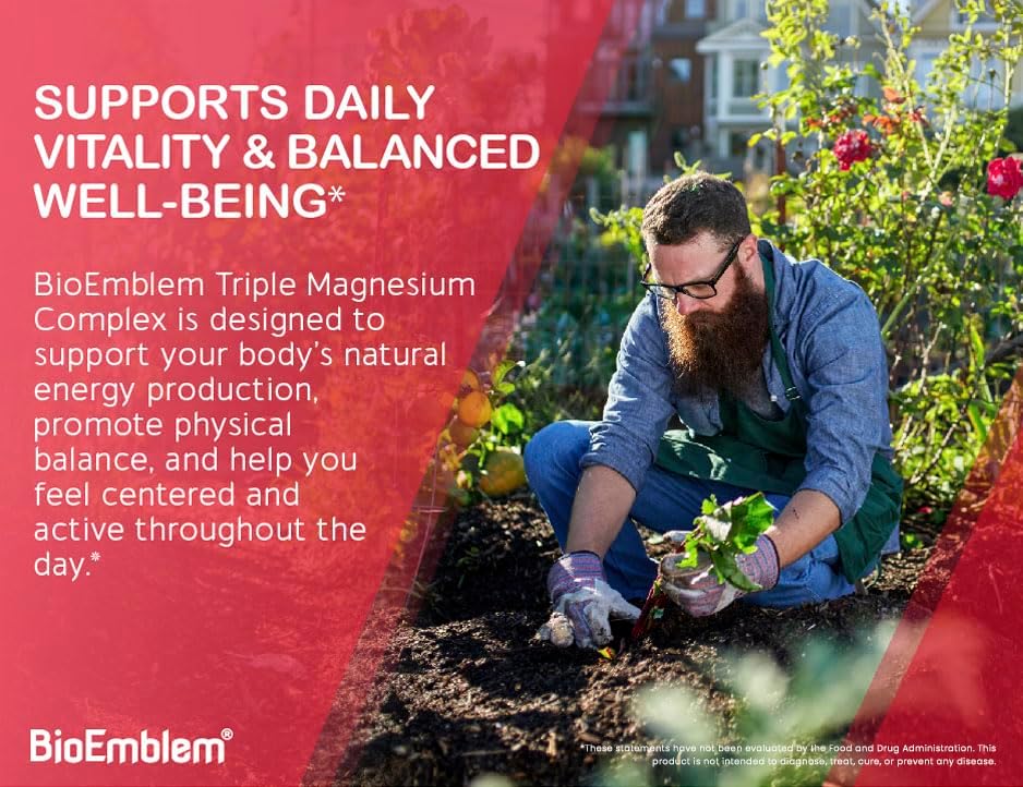 BioEmblem Triple Magnesium Complex – High Absorption Magnesium Glycinate, Malate &amp; Citrate Supplement