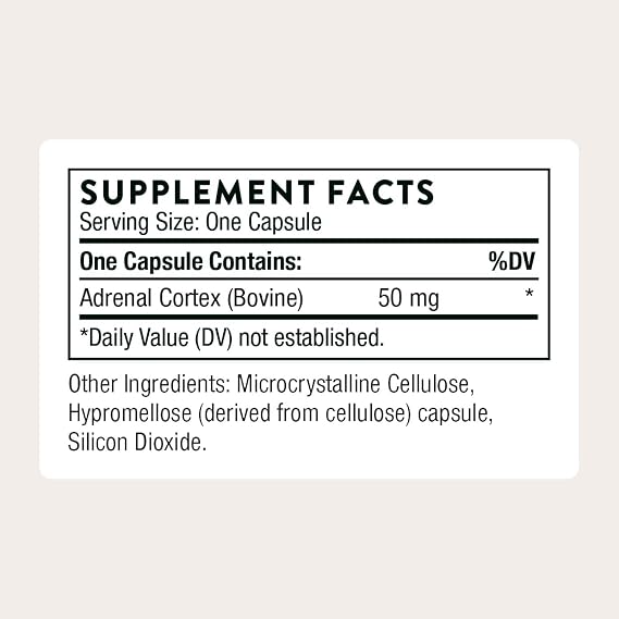 THORNE Adrenal Cortex, Bovine Adrenal Glandular Supplement, 60 Capsules (Pack of 5)