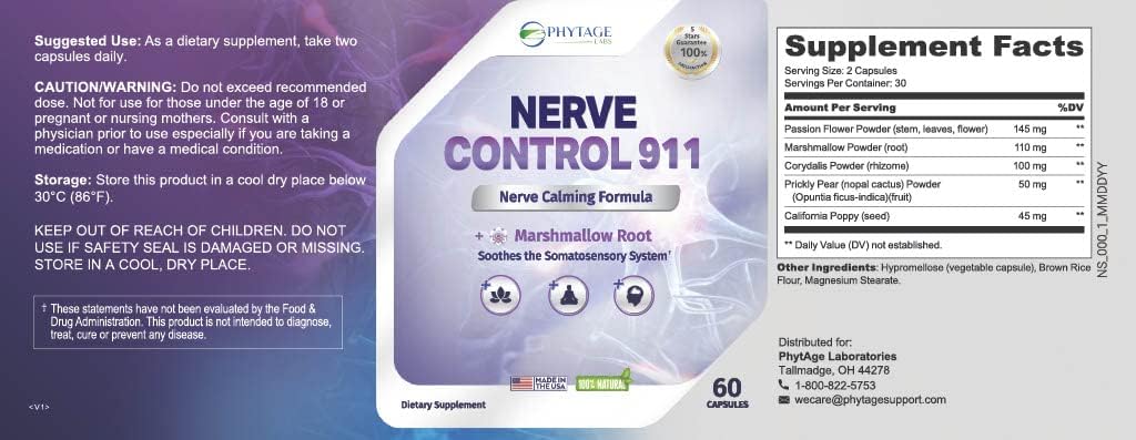 Nerve Control 911 – Natural Plant-Based Nerve Health Supplement (60 Capsules)