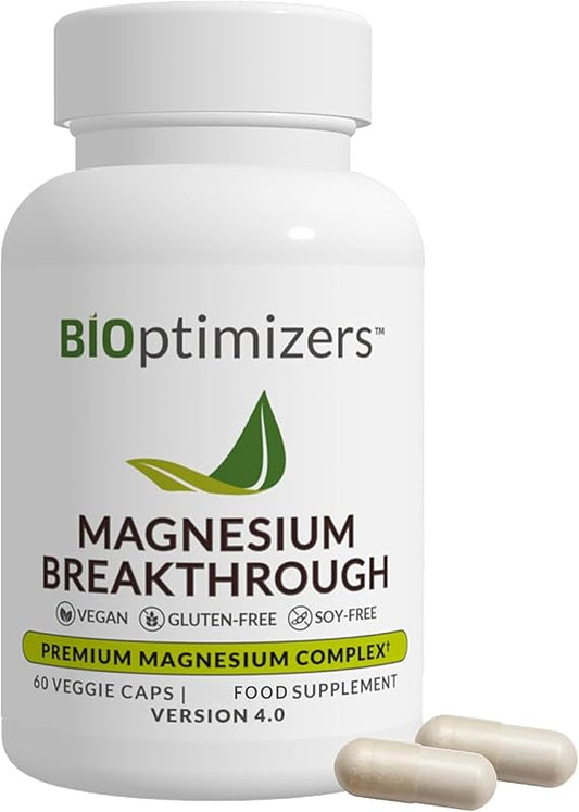 BIOptimizers Magnesium Breakthrough – 7 Forms of Magnesium for Sleep, Stress Relief &Cognitive Support (60 Capsules)