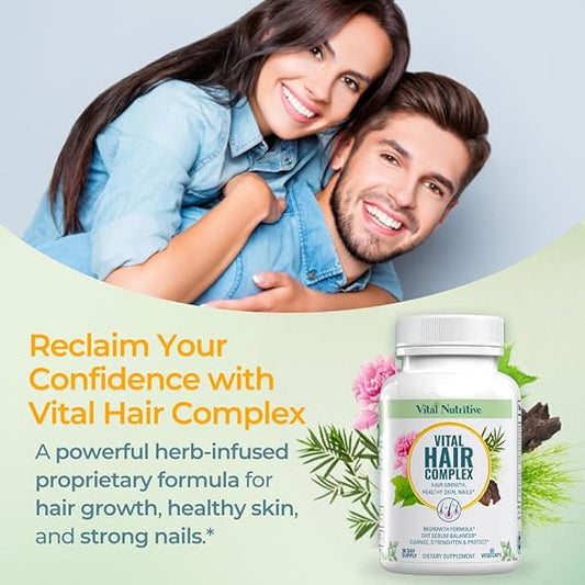 VITAL NUTRITIVE Vital Hair Complex – Biotin & Vitamin B Support for Healthy Hair, Skin & Nails (Men & Women)