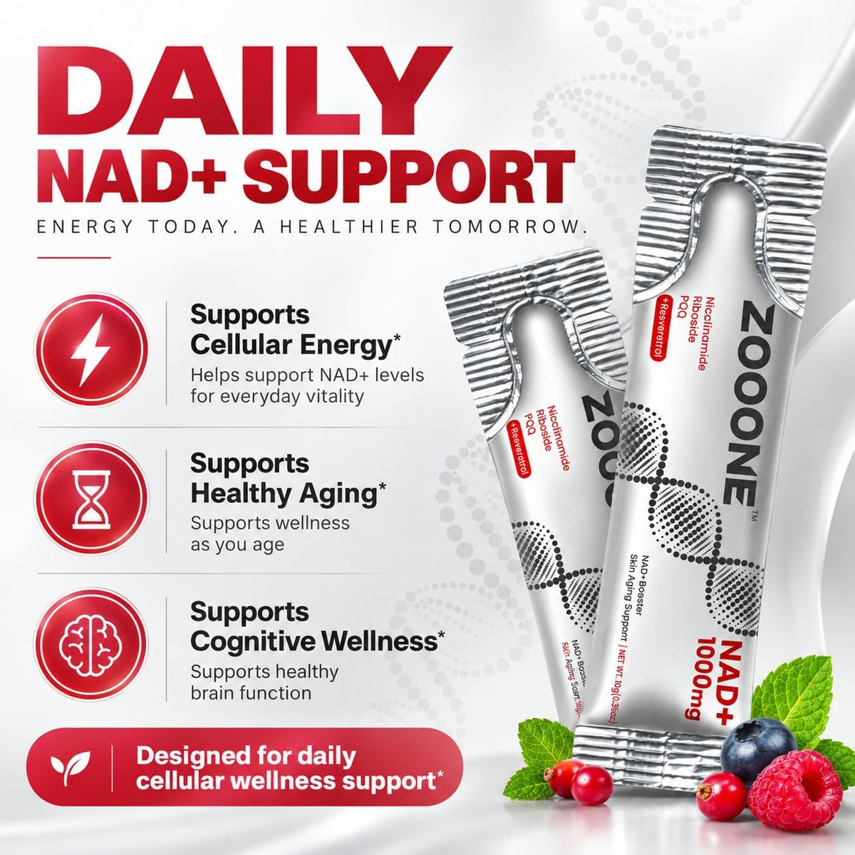 zooone- NAD+ Supplement 30pcs, Premium Nicotinamide Riboside & Resveratrol, DNA Repair & Healthy Aging， Advanced NAD Supplement for Men & Women,...
