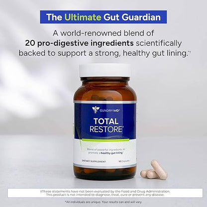 Gundry MD Total Restore – Advanced Gut Lining Support for Digestive &amp; Immune Wellness (90 Capsules)