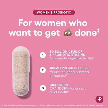 Physician's CHOICE Probiotics for Women - PH Balance, Digestive, UT, & Feminine Health - 50 Billion CFU - 6 Unique Strains for Her - Organic Prebiotics, Cranberry Extract+ - Women Probiotic - 30 CT