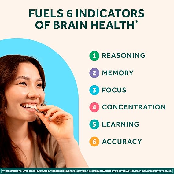 NEURIVA Plus Brain Supplement for Memory, Focus & Concentration + Cognitive Function with Clinically Tested Nootropics Phosphatidylserine and Neurofactor, Vitamins B6 & B12, 30 Count Capsules