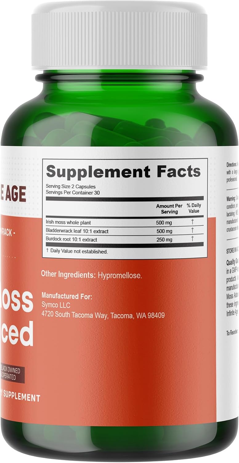 INFINITE AGE 1250mg Sea Moss Advanced Superfood Capsules – 60 Count