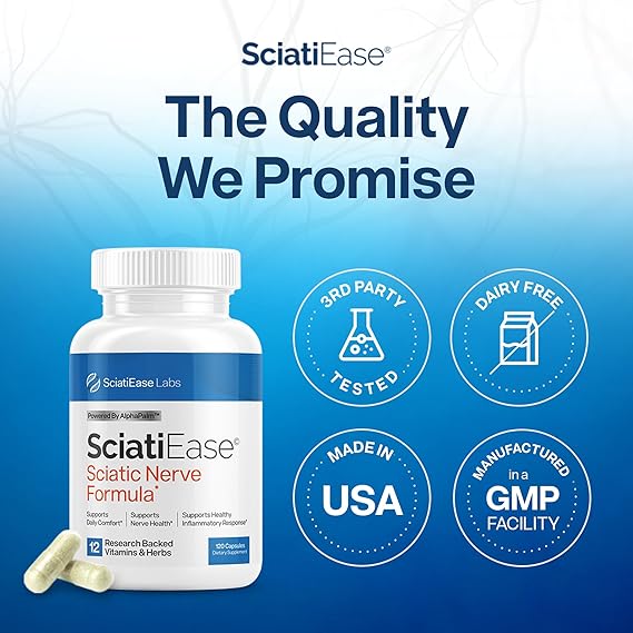 SciatiEase Sciatic Nerve Health Support Supplement – Advanced Nerve Care &amp; Comfort Formula (120 Capsules) ( Pack of 2)