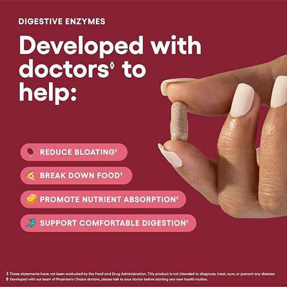 Physician's CHOICE Digestive Enzymes for Bloating & Digestion - Fast-Acting 16 Enzyme Formula with Organic Prebiotics & Probiotics for Gut & Digestive Health - Meal Time Discomfort Relief - 60 CT