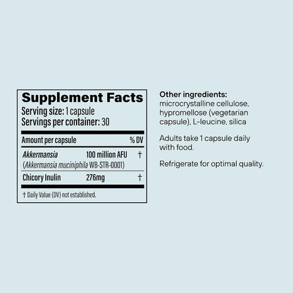 Pendulum Akkermansia Probiotic – 30 Capsules, Live Probiotic