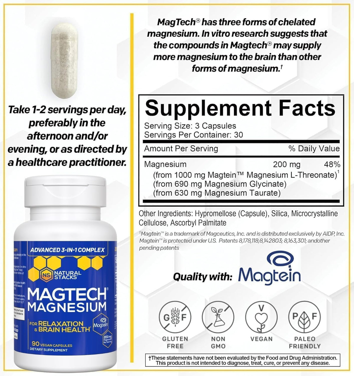 Natural Stacks Mineral Supplement 200mg – 90 Vegetarian Capsules