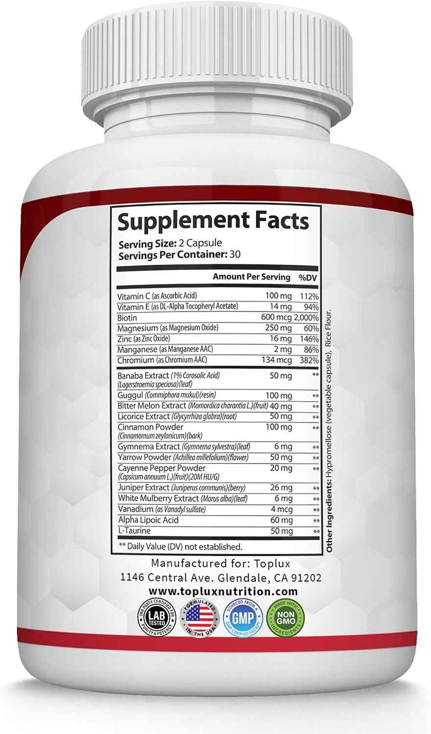 Blood Sugar Complex Supplement - Supports Healthy Blood Sugar Levels Already Within Normal Range All Natural with Cinnamon ( pack of 3), Bitter Melon, Chromium, Mulberry, Alpha Lipoic Acid, Non-GMO, 60 Capsules
