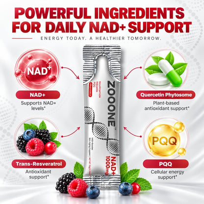 zooone- NAD+ Supplement 30pcs, Premium Nicotinamide Riboside & Resveratrol, DNA Repair & Healthy Aging， Advanced NAD Supplement for Men & Women,...
