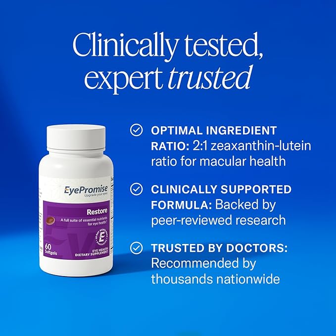 EyePromise Restore Aging Eye Health Supplements – 60 Softgels | Omega-3, Lutein &amp; Zeaxanthin for Vision Support