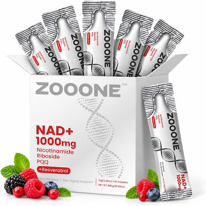 zooone- NAD+ Supplement 30pcs, Premium Nicotinamide Riboside & Resveratrol, DNA Repair & Healthy Aging， Advanced NAD Supplement for Men & Women,...
