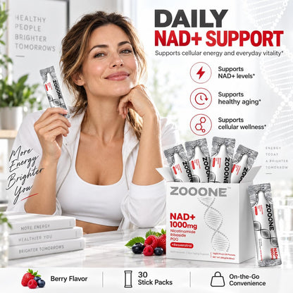 zooone- NAD+ Supplement 30pcs, Premium Nicotinamide Riboside & Resveratrol, DNA Repair & Healthy Aging， Advanced NAD Supplement for Men & Women,...
