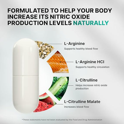 Nature's Pure Blend Nitric Oxide Supplements for Men – Advanced Circulation &amp; Performance Booster (Pack f 3)
