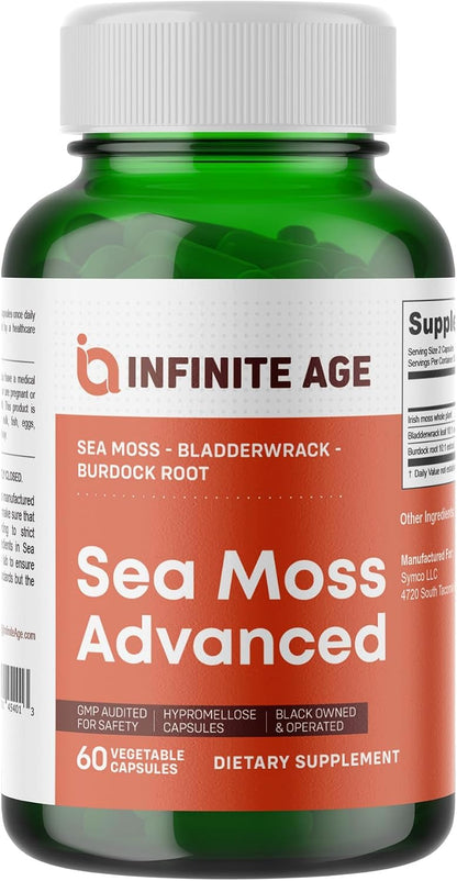 INFINITE AGE 1250mg Sea Moss Advanced Superfood Capsules – 60 Count