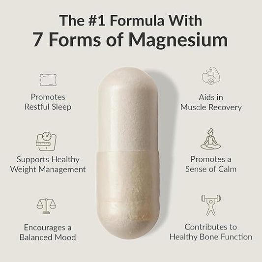 BIOptimizers Magnesium Breakthrough – 7 Forms of Magnesium for Sleep, Stress Relief &Cognitive Support (60 Capsules)