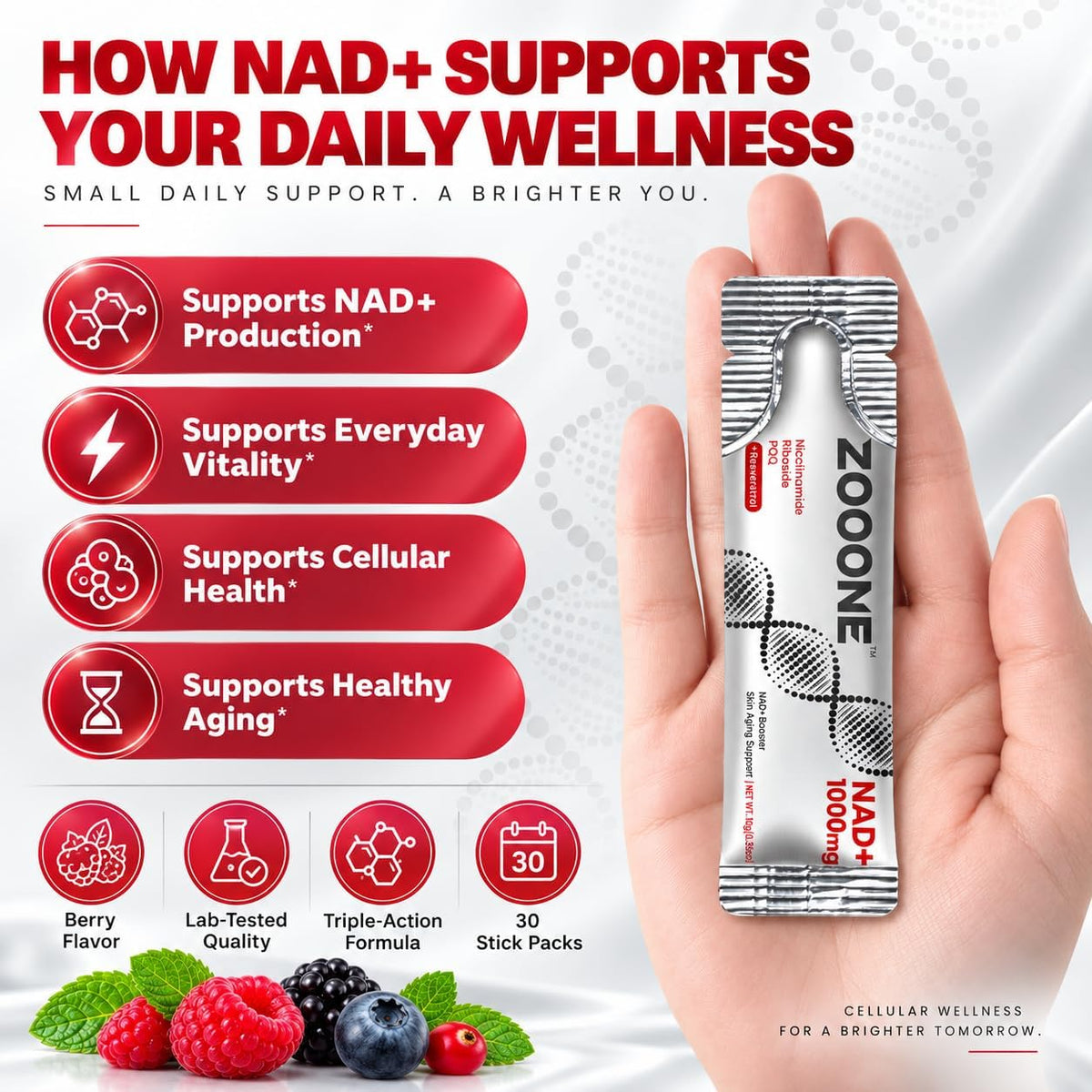 zooone- NAD+ Supplement 30pcs, Premium Nicotinamide Riboside & Resveratrol, DNA Repair & Healthy Aging， Advanced NAD Supplement for Men & Women,...
