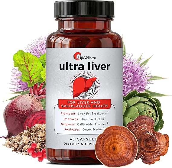 UpWellness Ultra Liver Supplement – Advanced Liver &amp; Gallbladder Support with TMG, NAC &amp; Milk Thistle (60 Capsules)