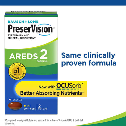 Pack of 2 PreserVision AREDS 2 Eye Vitamins Mini Softgels – 210 Count Each
