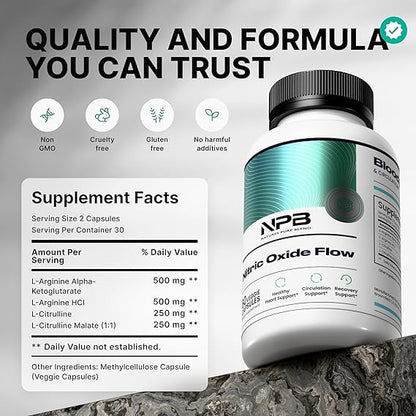 Nature's Pure Blend Nitric Oxide Supplements for Men – Advanced Circulation &amp; Performance Booster (Pack f 3)