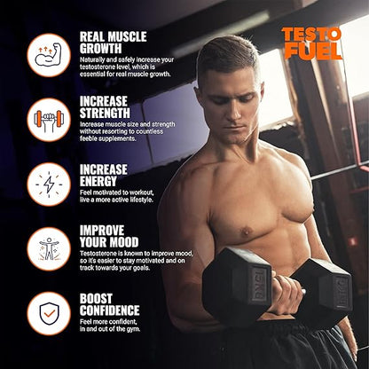 TestoFuel 120 T-Booster Pills – Natural Testosterone Support for Strength, Energy &amp; Muscle Growth