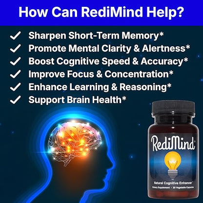 RediMind – Natural Cognitive Enhancement Supplement for Memory, Focus & Mental Clarity