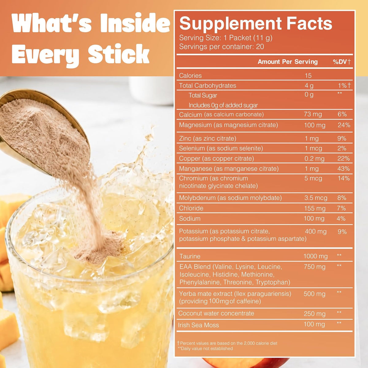 Yerba Mate Energy Drinks, Yerba Magic, Gut Health, Peach Mango, 30 Servings | 5-in-1 drink mix with yerba mate caffeine, Lion's Mane, L-Theanine,...
