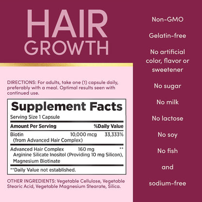 Nature's Bounty Hair Growth Supplement 90 Capsules | Supports Strong, Healthy Hair for Men & Women