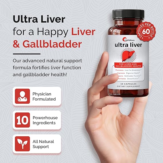 UpWellness Ultra Liver Supplement – Advanced Liver &amp; Gallbladder Support with TMG, NAC &amp; Milk Thistle (60 Capsules)