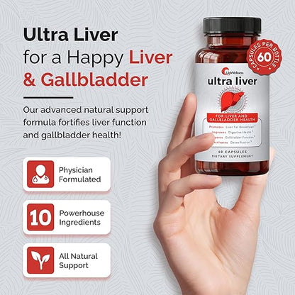 UpWellness Ultra Liver Supplement – Advanced Liver &amp; Gallbladder Support with TMG, NAC &amp; Milk Thistle (60 Capsules)