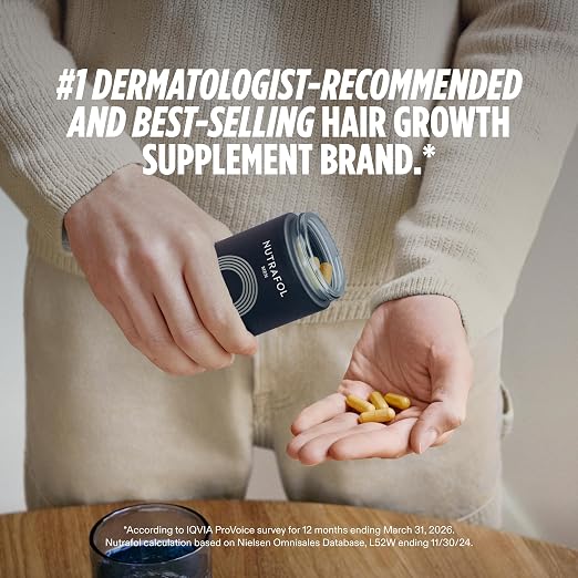Nutrafol Men Hair Growth Supplements Ages 18–49 – 1-Month Bottle for Stronger, Thicker-Looking Hair