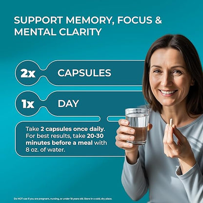 PUREHEALTH RESEARCH Ageless Brain Supplements for Memory and Focus (60 Capsules)