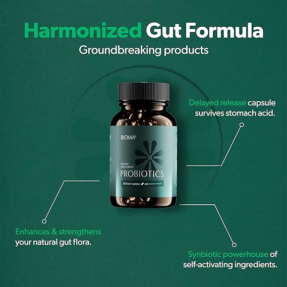 Bioma Probiotics for Digestive Health 3 In 1 Gut Health Probiotic 60 Caps formula
