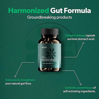 Bioma Probiotics for Digestive Health 3 In 1 Gut Health Probiotic 60 Caps formula