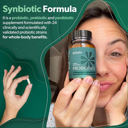 Bioma Probiotics for Digestive Health 3 In 1 Gut Health Probiotic 60 Caps synbiotic formula