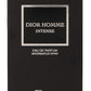 Black Dior Homme Intense perfume packaging on a white background