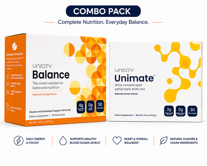 Unicity Unimate Lemon & Unicity Balance Natural Orange – Daily Energy & Metabolic Support Combo (Pack of 1)